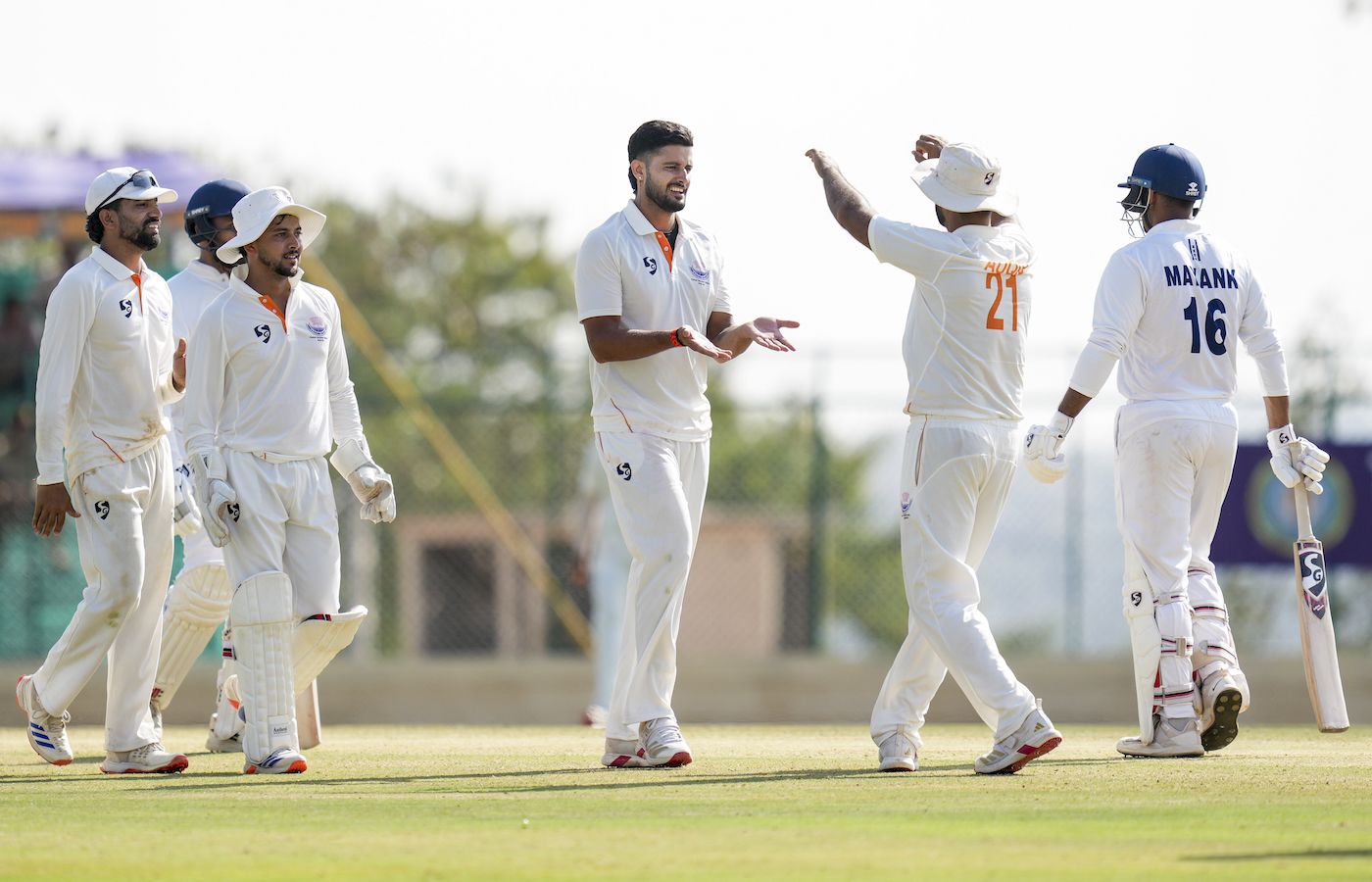 Yudhvir Singh got Shreyas Gopal lbw