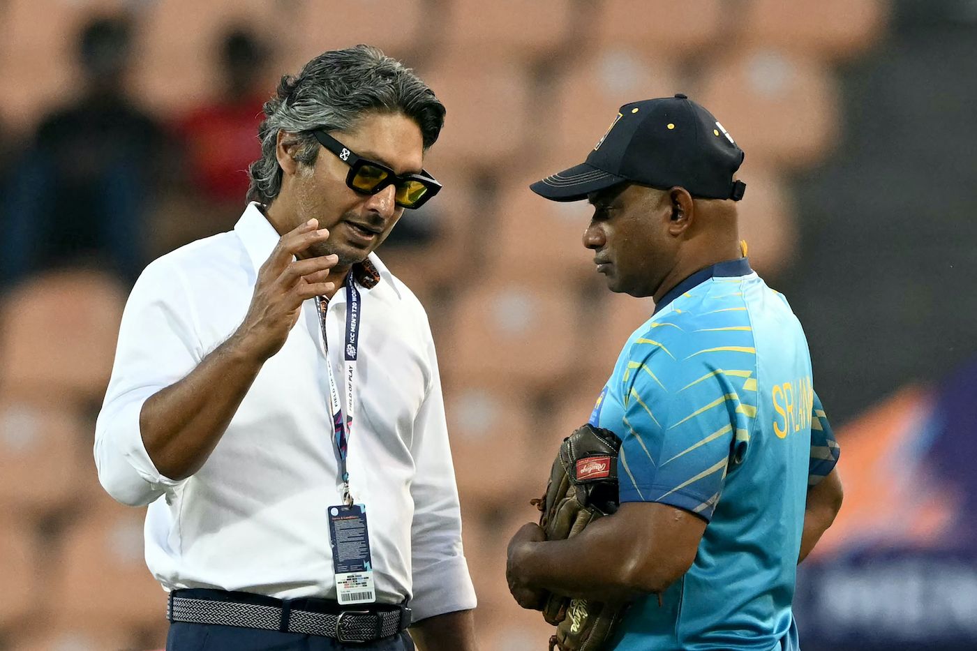 Kumar Sangakkara and Sanath Jayasuriya have a chat