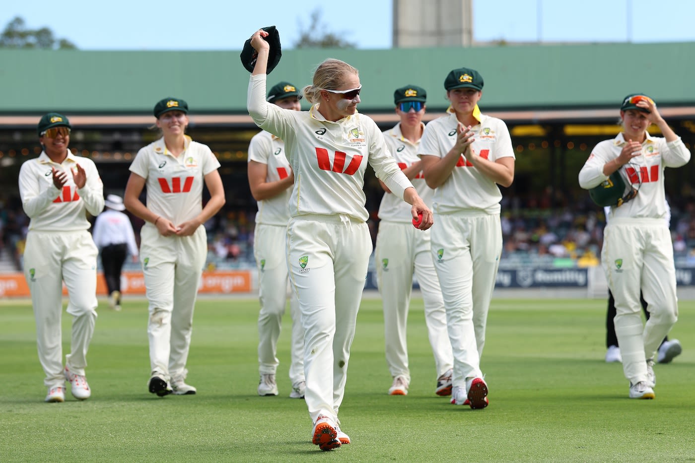 Alyssa Healy leads Australia off the field