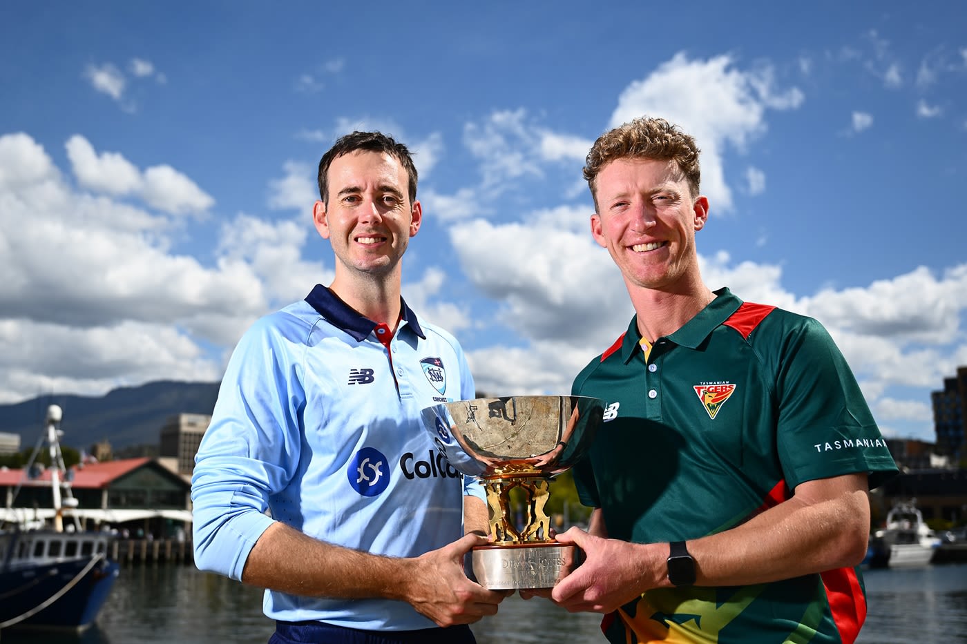 Jordan Silk and Kurtis Patterson pose with the Dean Jones Trophy
