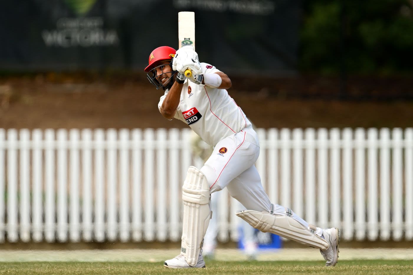 Jason Sangha launches down the ground