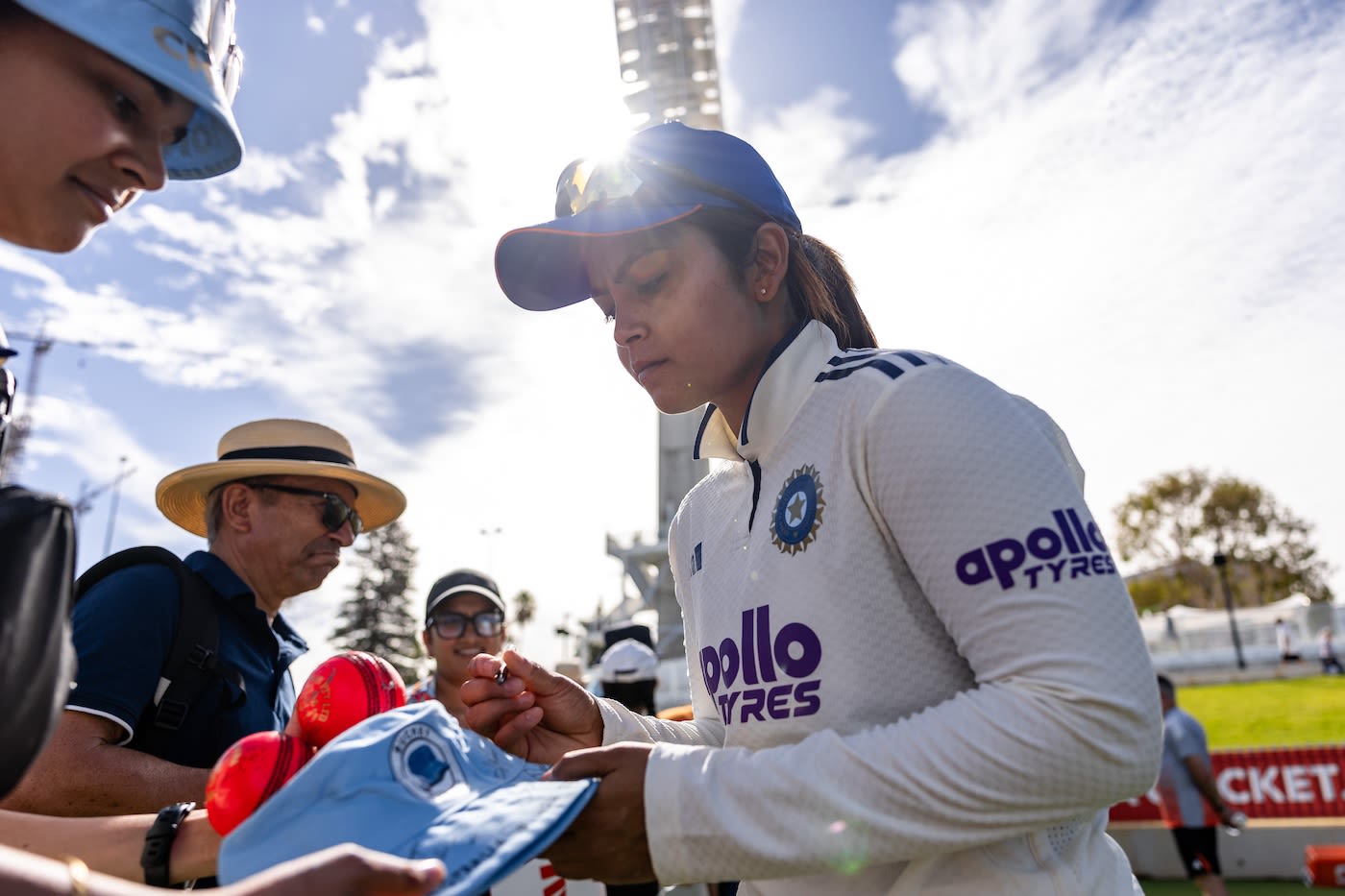 Sayali Satghare signs autographs after the Test