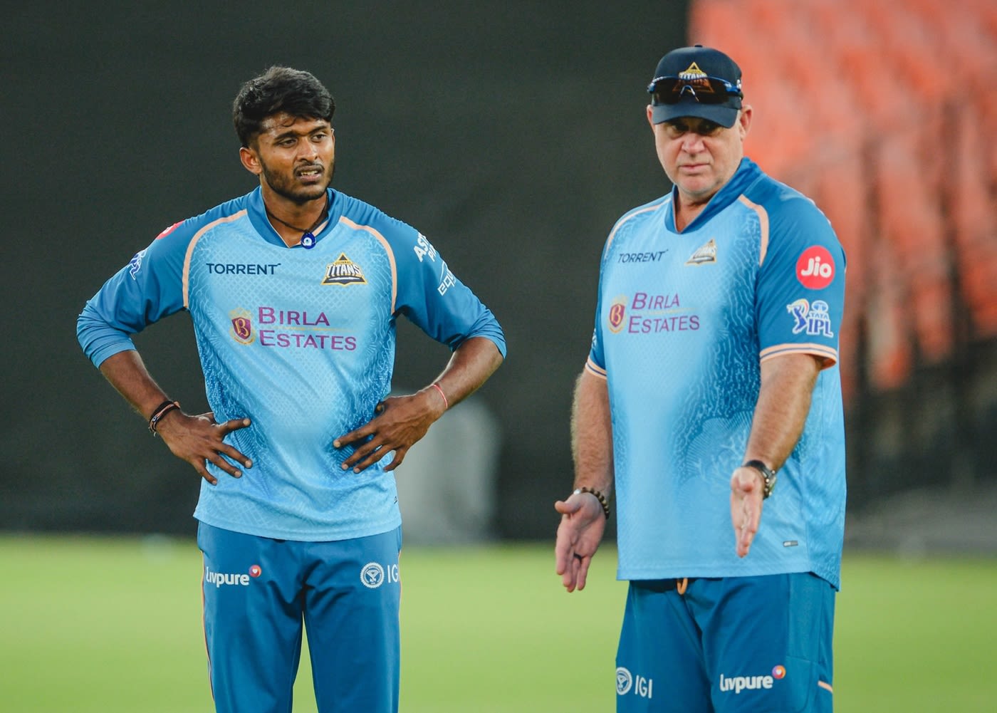 B Sai Sudharsan has a chat with Matthew Hayden