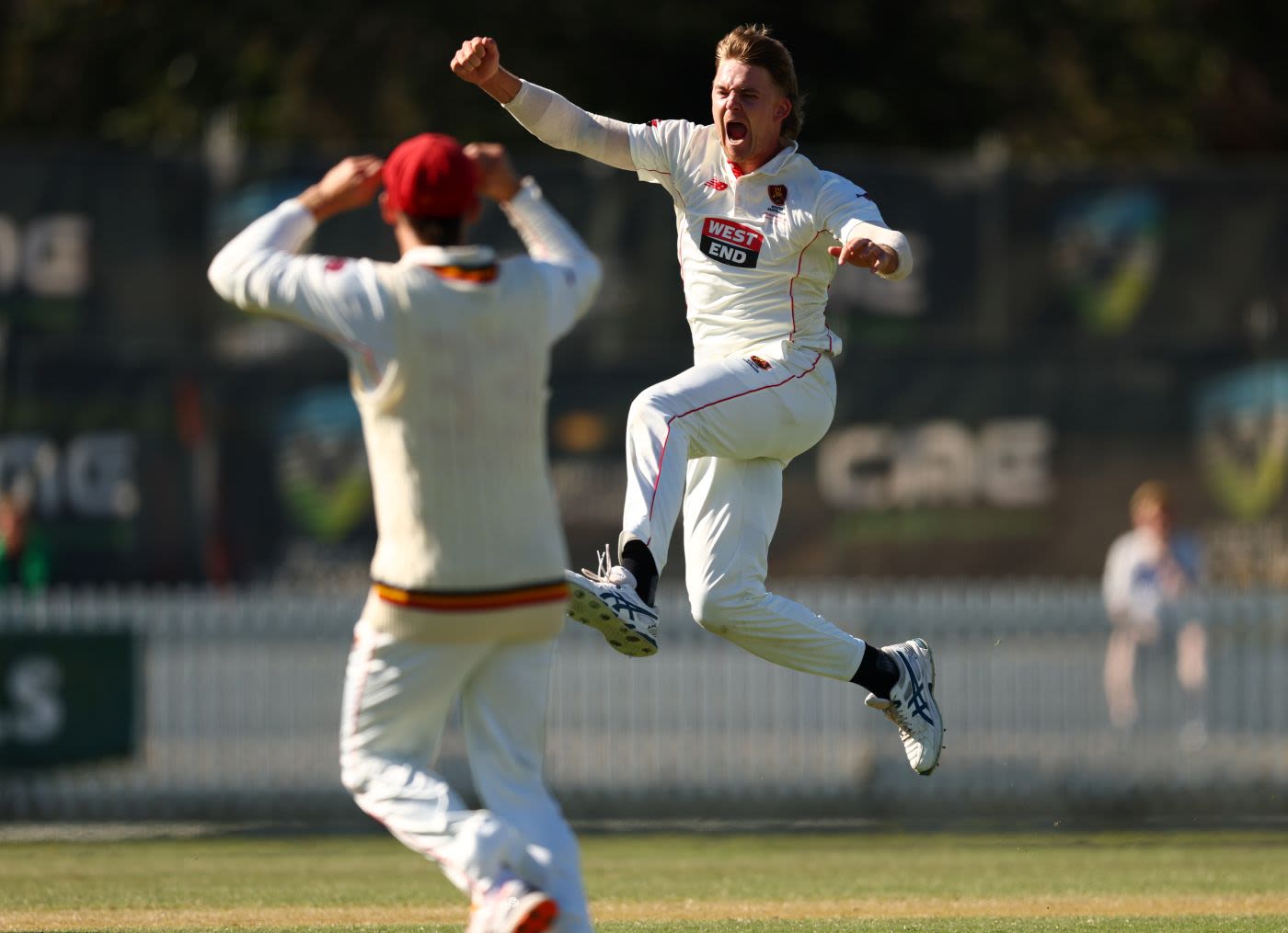 Henry Thornton celebrates the winning wicket