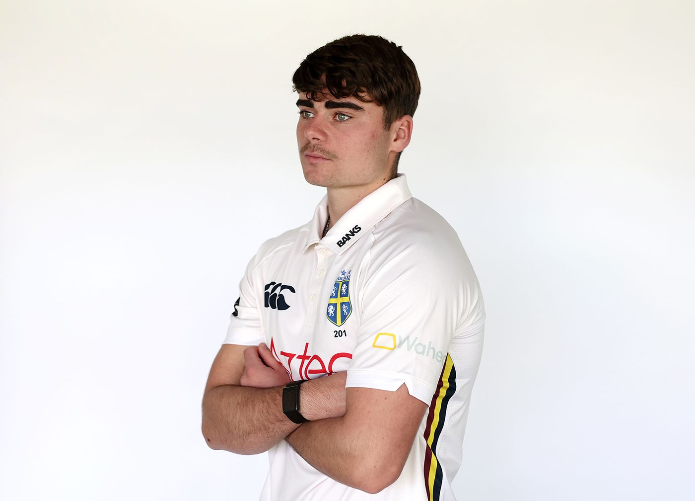 James Minto poses for a portrait at Durham's pre-season media day