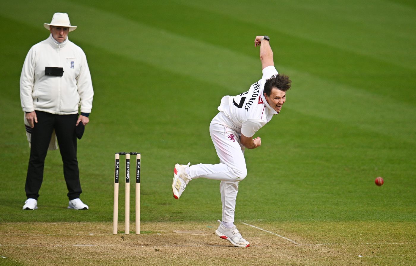 Migael Pretorius claimed key wickets for Somerset