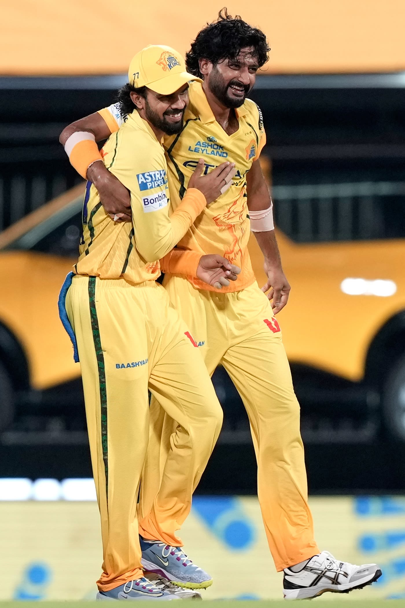 Ruturaj Gaikwad and Khaleel Ahmed celebrate