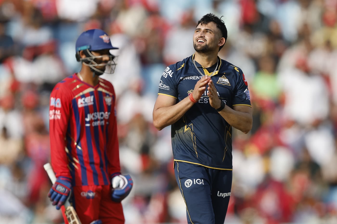 Ashok Sharma celebrates after getting rid of Abdul Samad