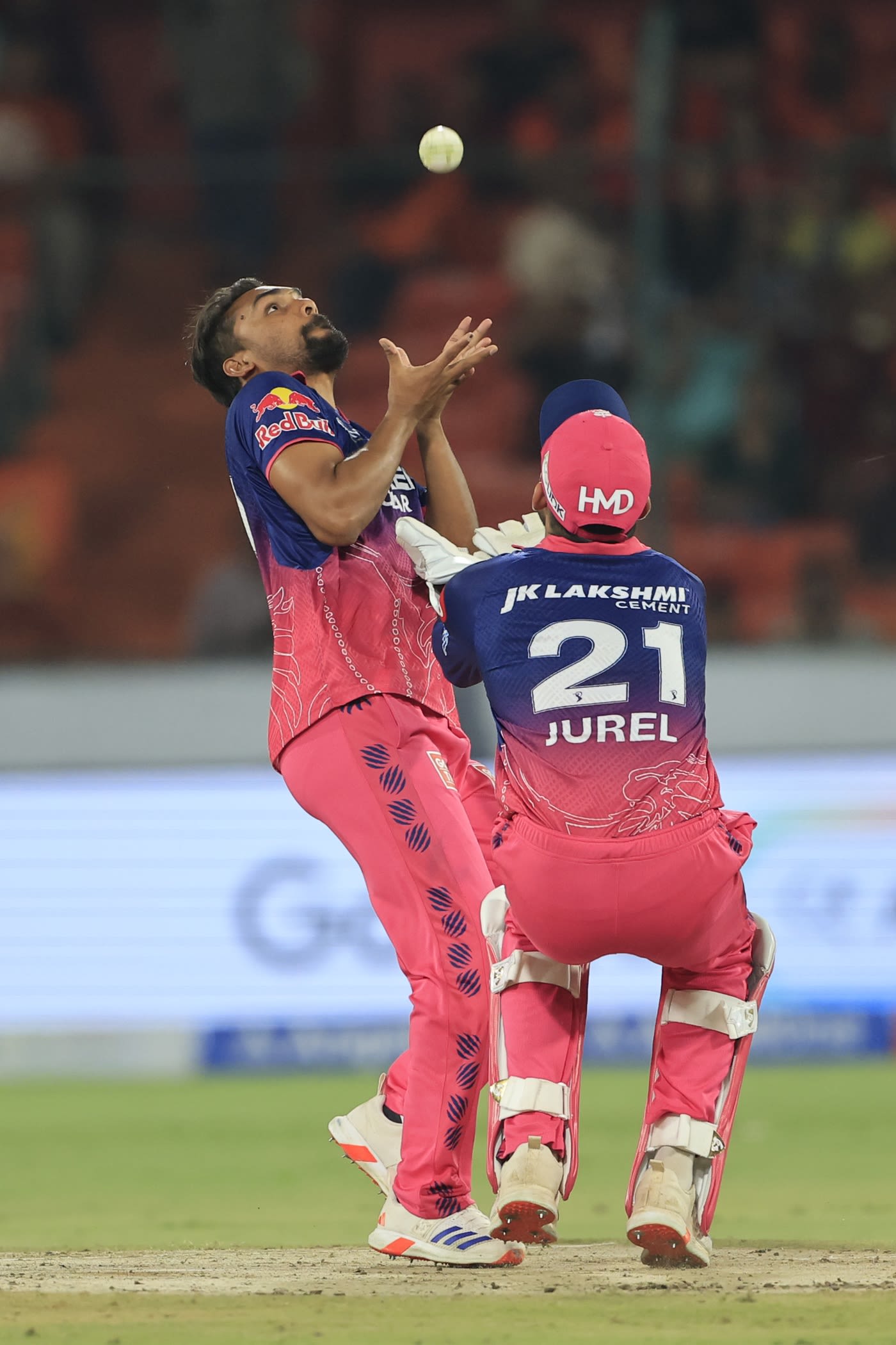 Sandeep Sharma and Dhruv Jurel collided while going for a catch