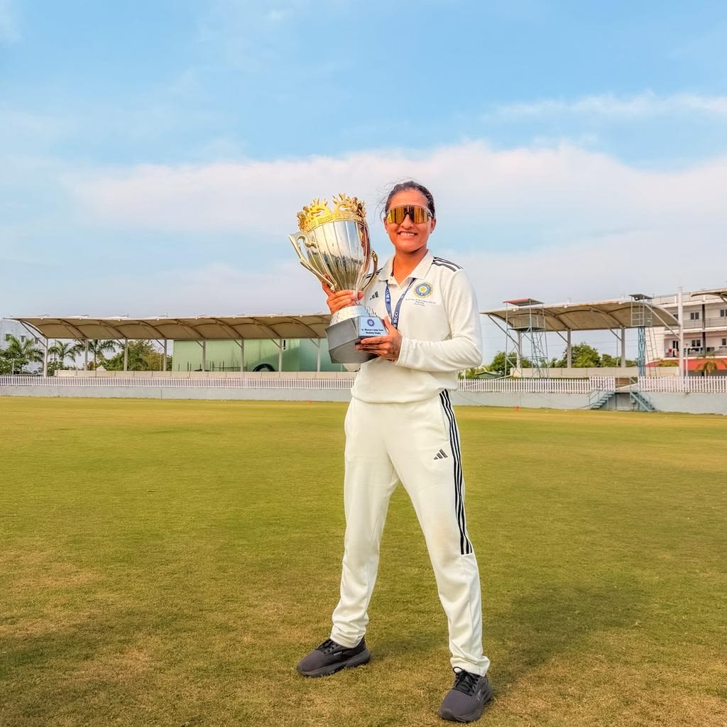 Sushma Verma with the Inter-Zonal Multi-Day Trophy