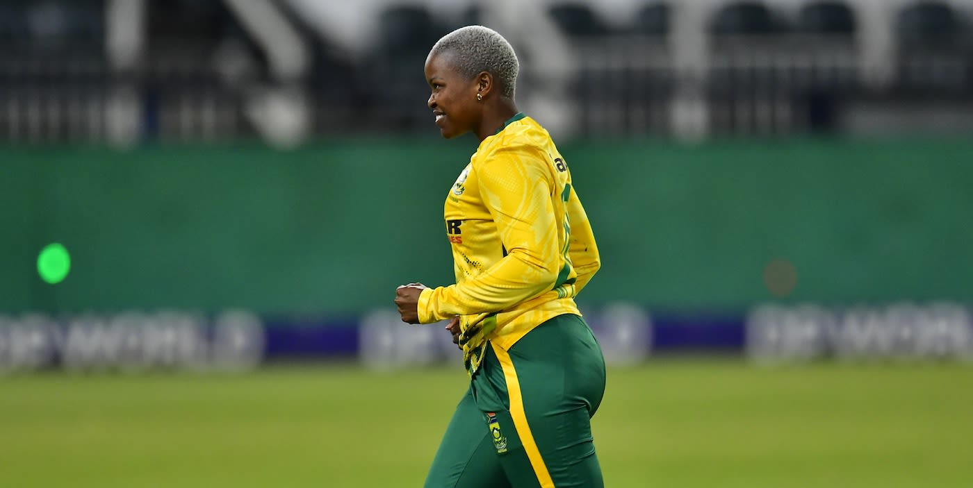 Nonkululeko Mlaba celebrates a wicket