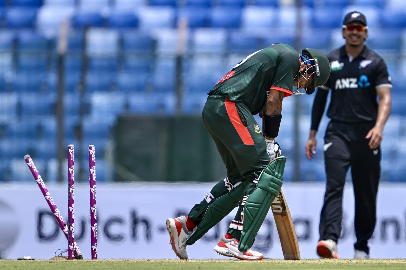 Soumya Sarkar was bowled by Will O'Rourke