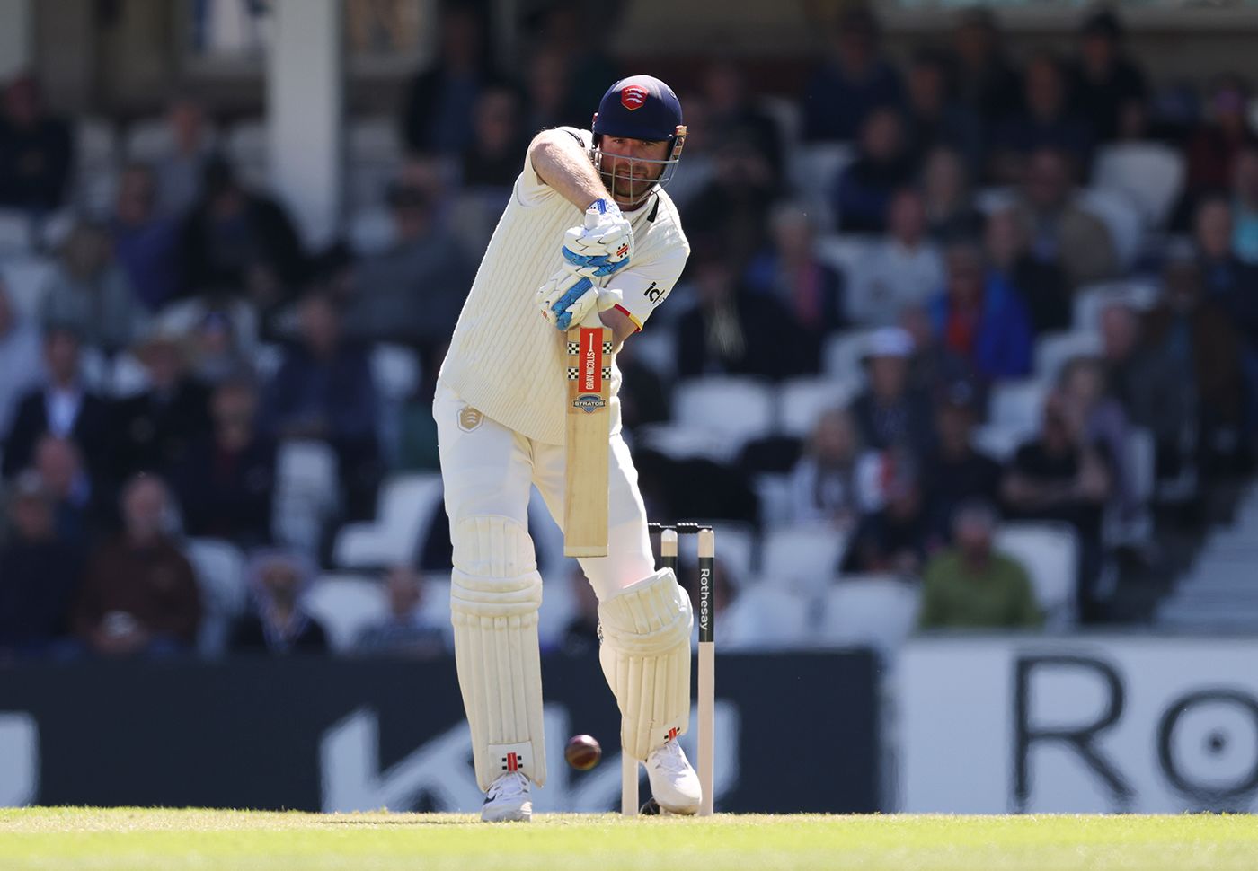 Paul Walter defends during his hundred