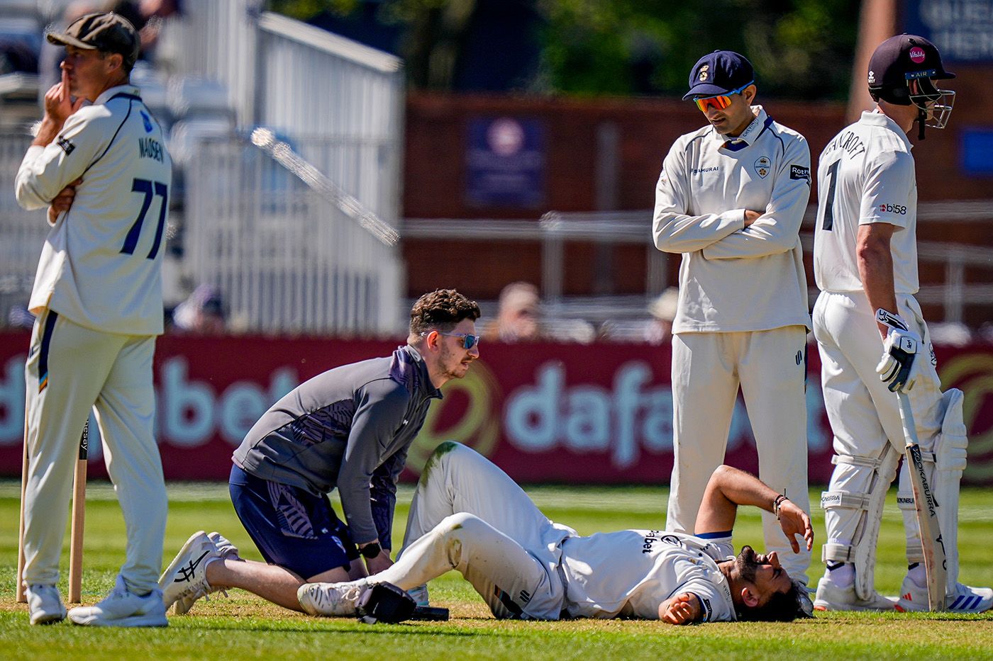 Anuj Dal needed treatment after suffering an ankle injury