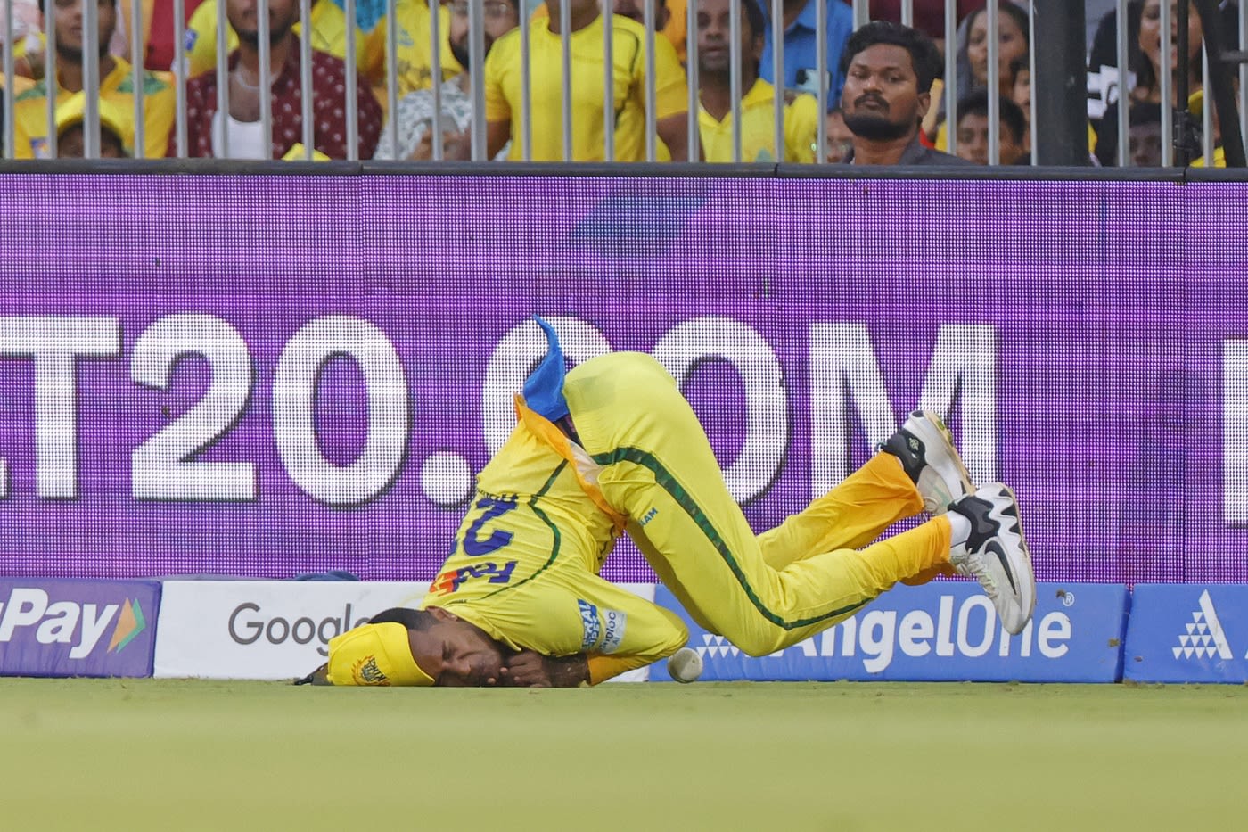 Akeal Hosein was hit in the face while attempting a catch