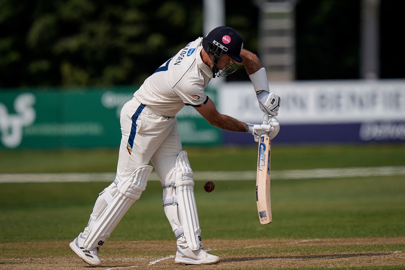Wayne Madsen works leg side during his half-century