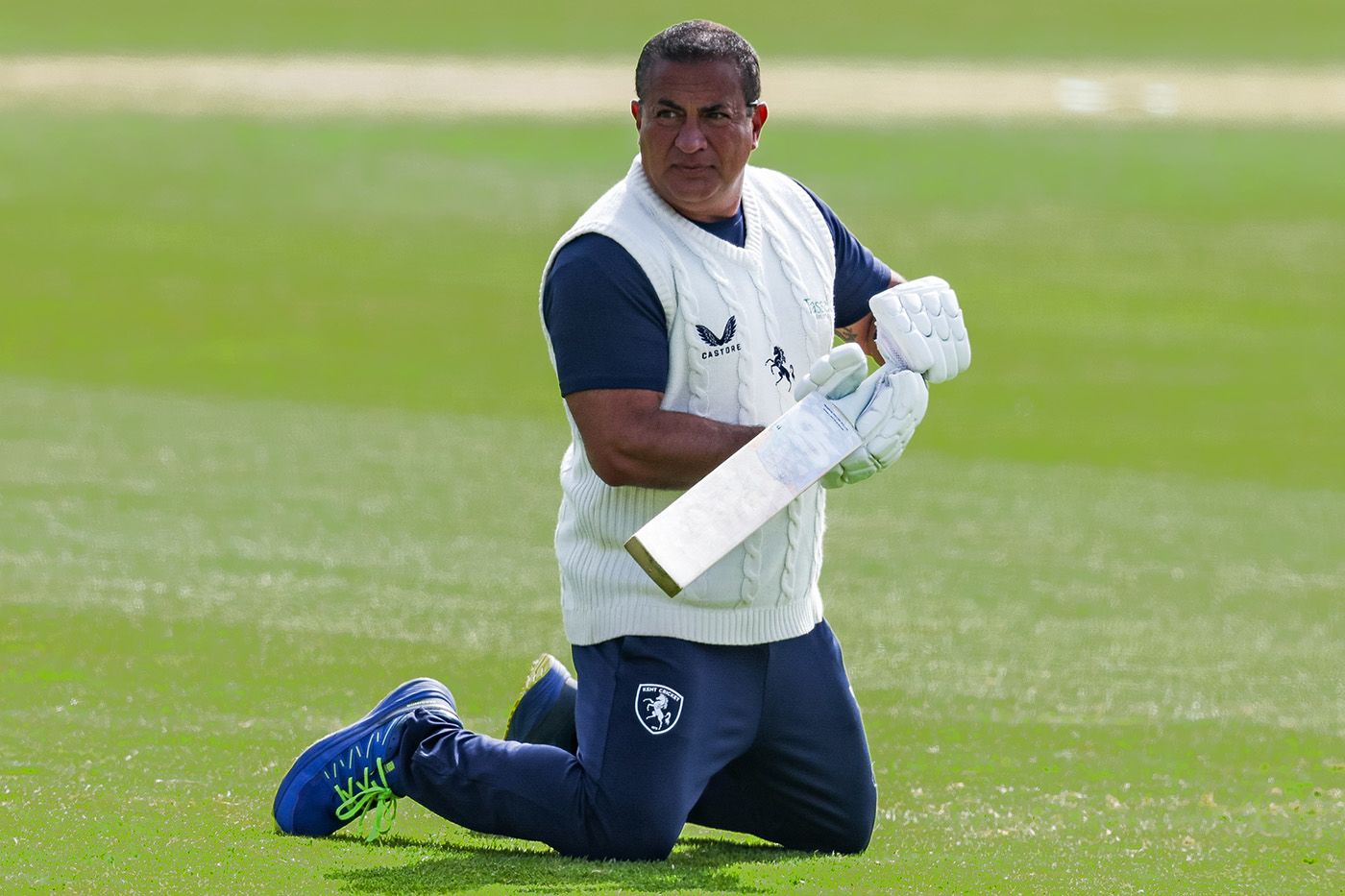 Adam Hollioake oversees a catching drill