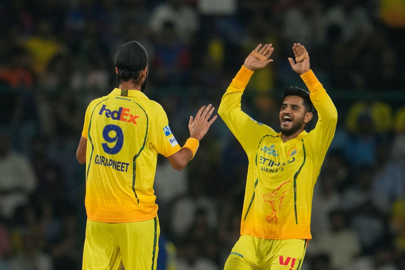 Gurjapneet Singh celebrates after getting Axar Patel
