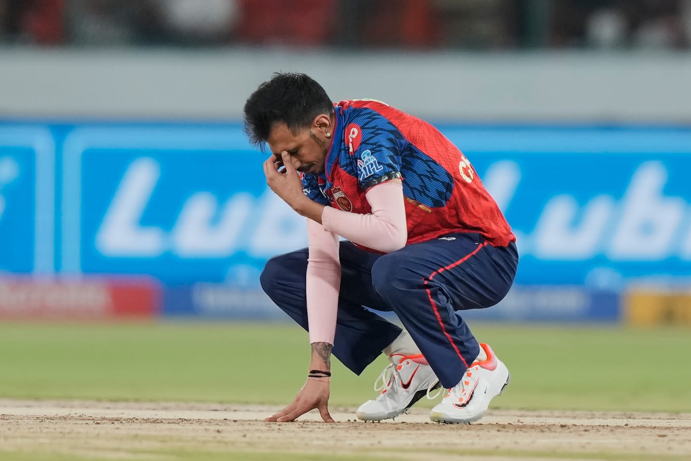Yuzvendra Chahal reacts as another chance goes down