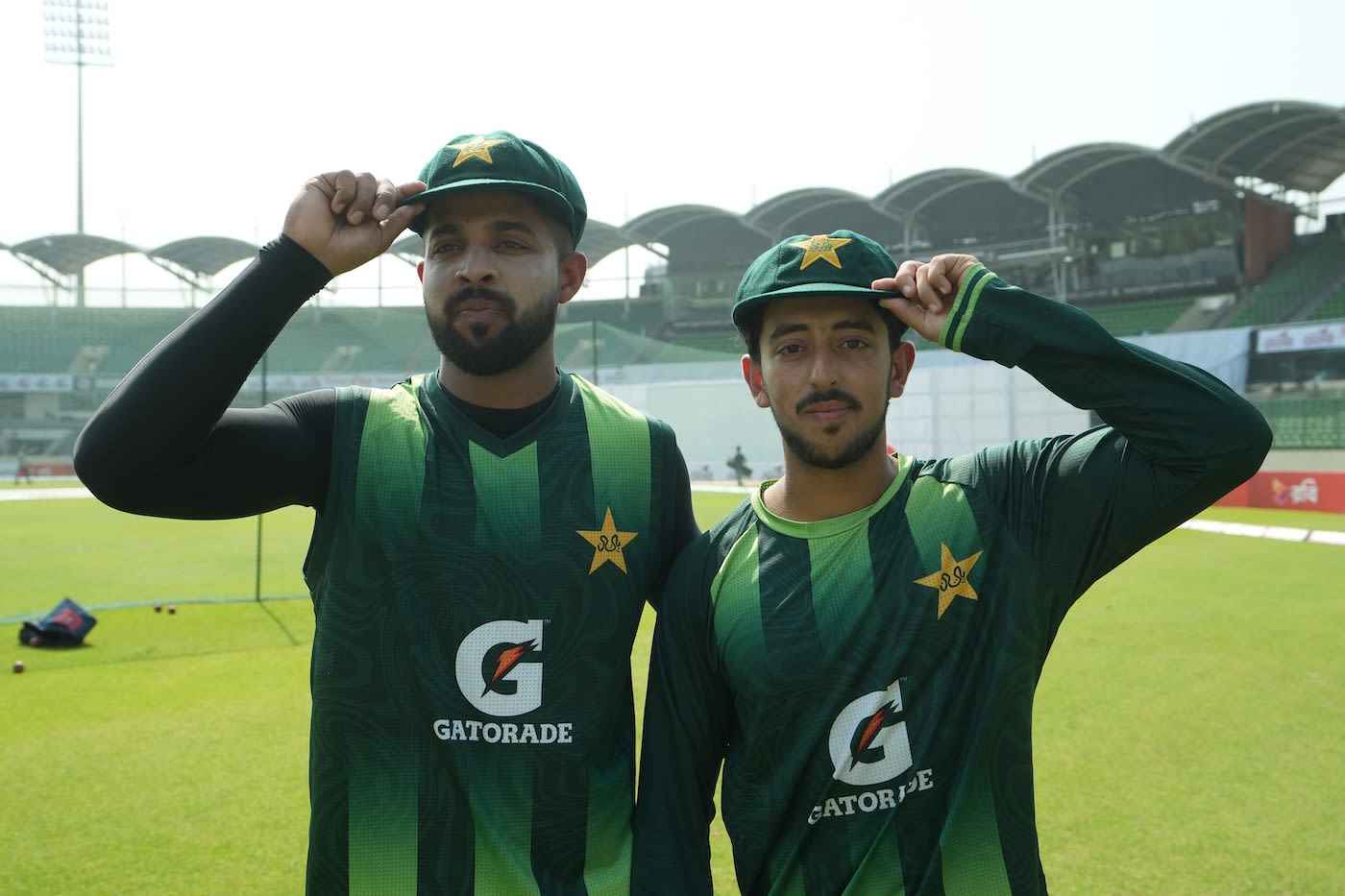 Abdullah Fazal (L) and Azan Awais, Pakistan's Test debutants