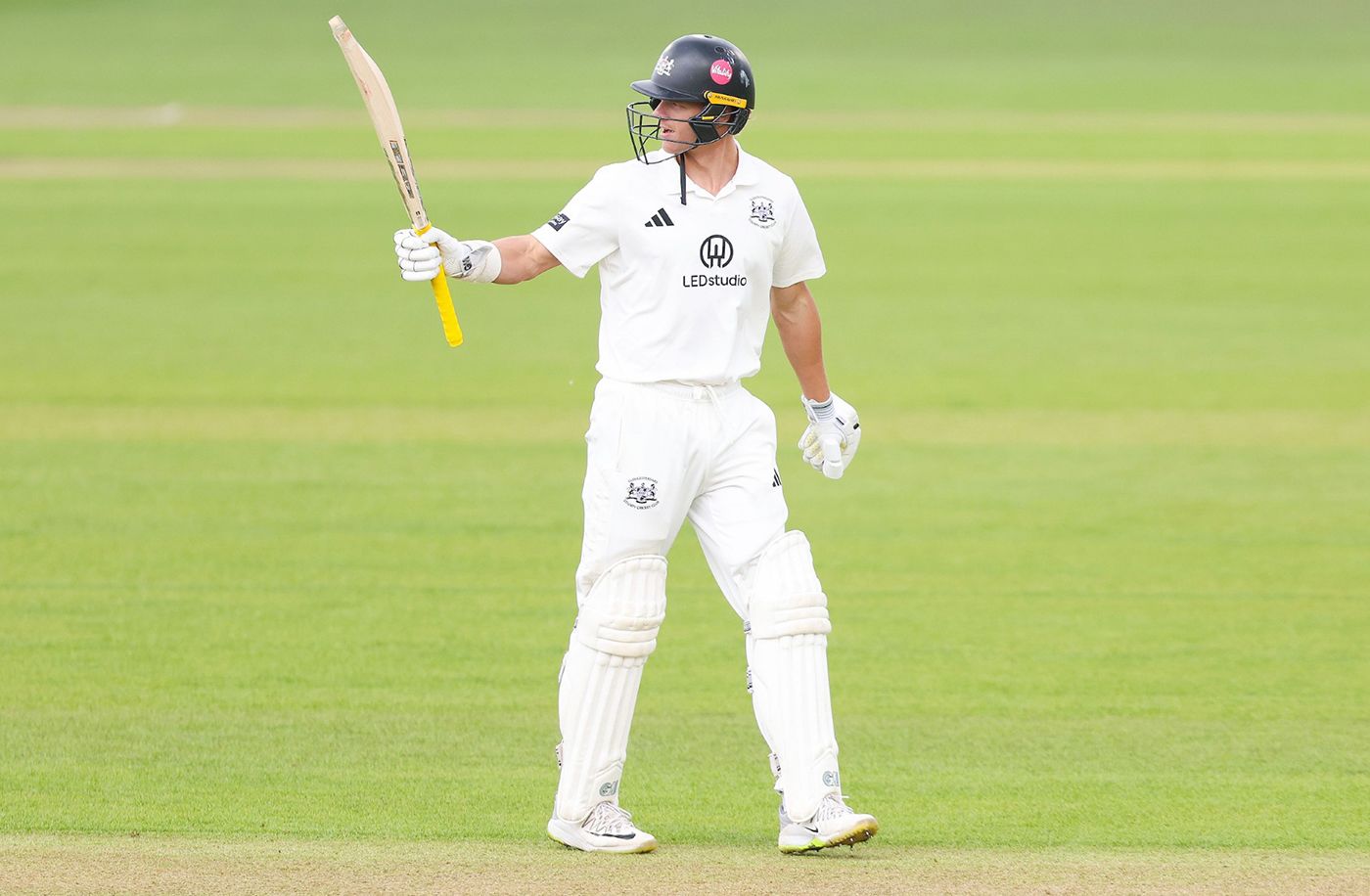 Ben Charlesworth acknowledges the applause for his fifty