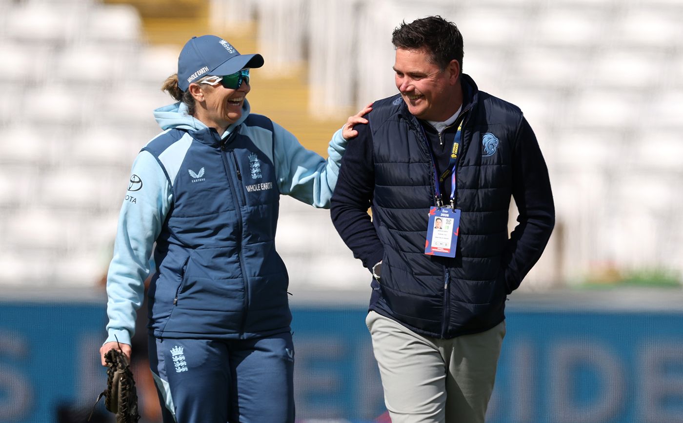 Charlotte Edwards shares a lighter moment with Marcus North