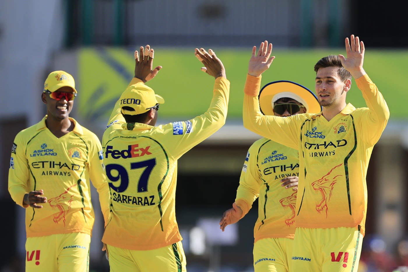 Noor Ahmad removed Nicholas Pooran cheaply with Sarfaraz Khan taking a good catch