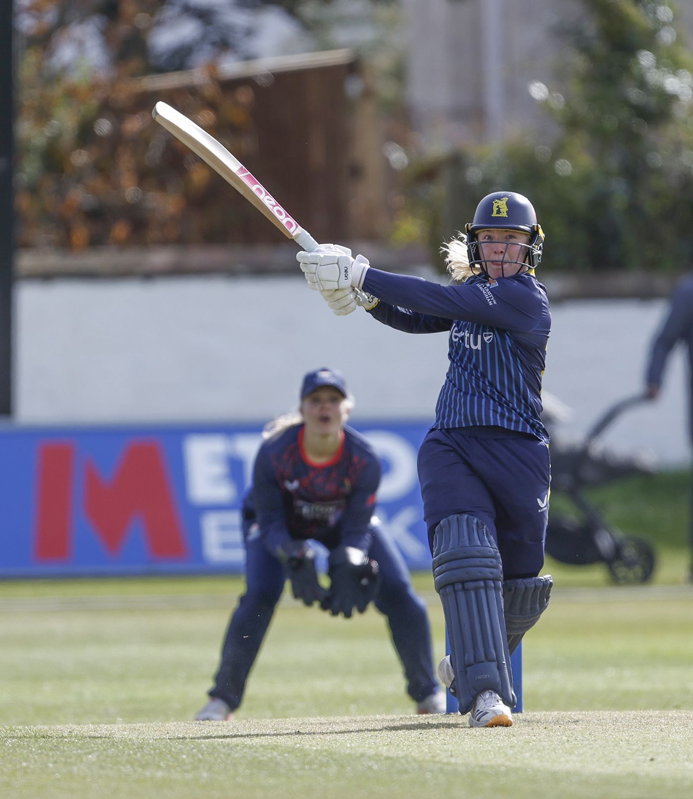Charis Pavely pulls during her innings of 63