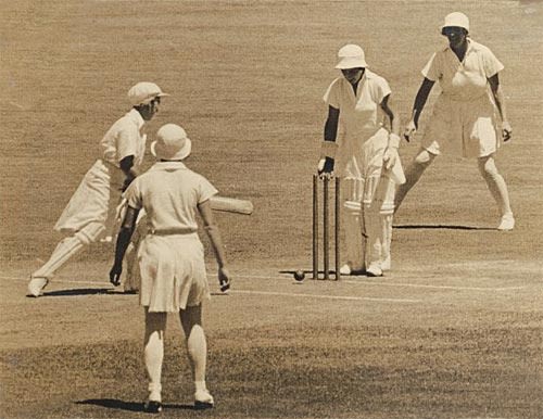 Anne Palmer is bowled for 11