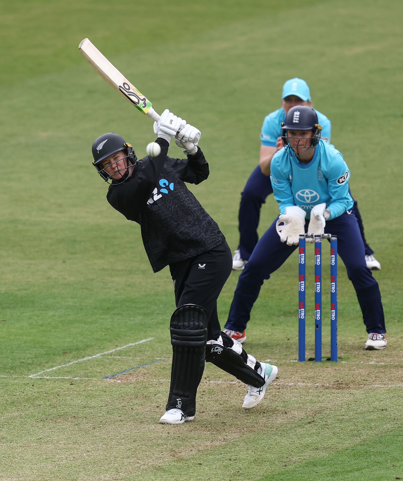 Maddy Green hits over the top during New Zealand's fightback