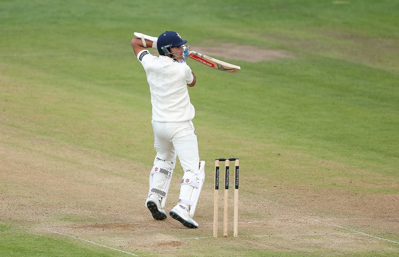Ekansh Singh steers the ball behind square