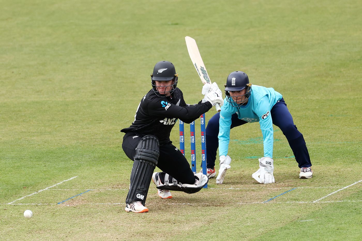 Brooke Halliday's 42 not out got New Zealand ahead of the rate on DLS