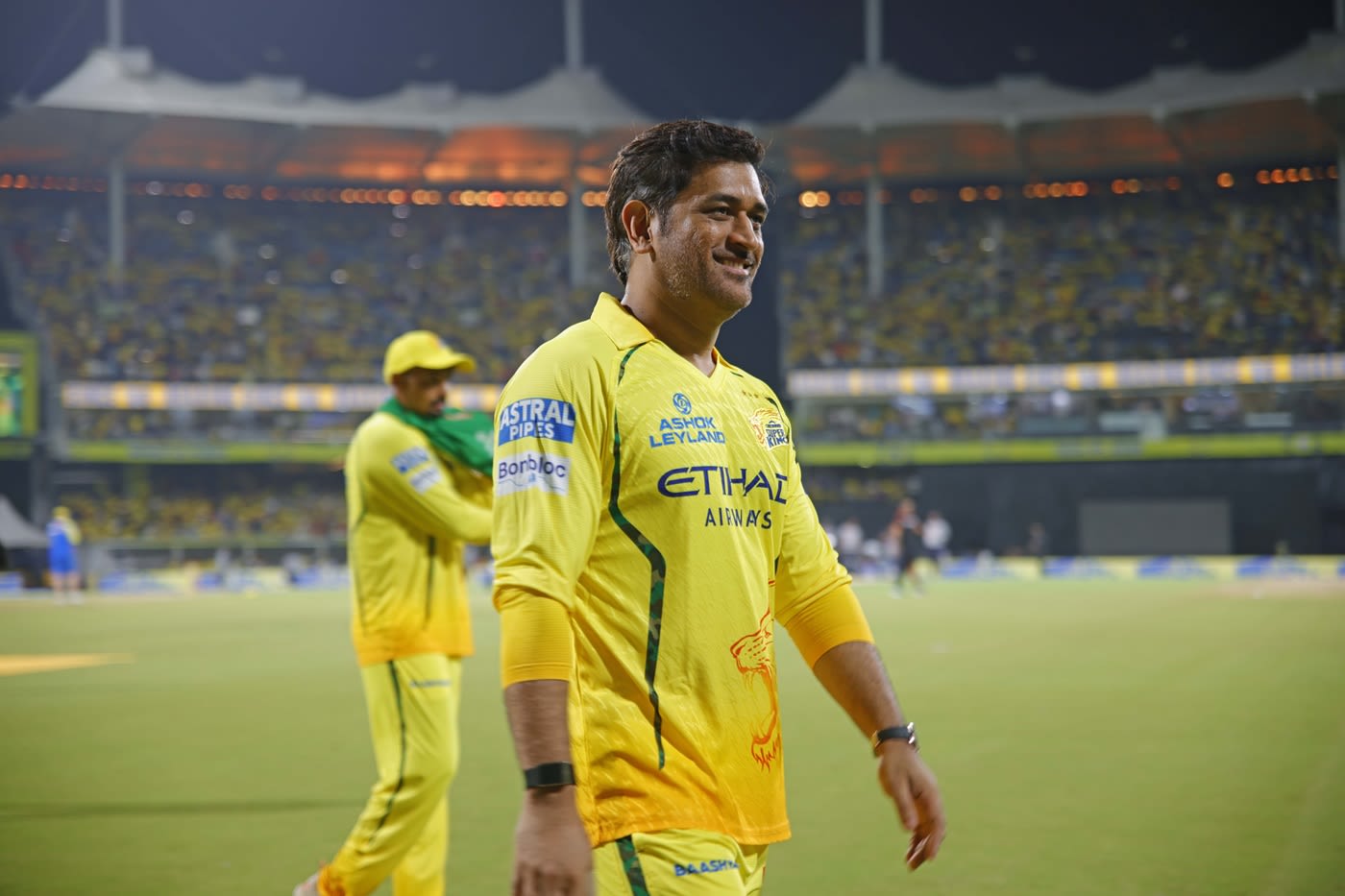 MS Dhoni was with the side for their last home game of the season