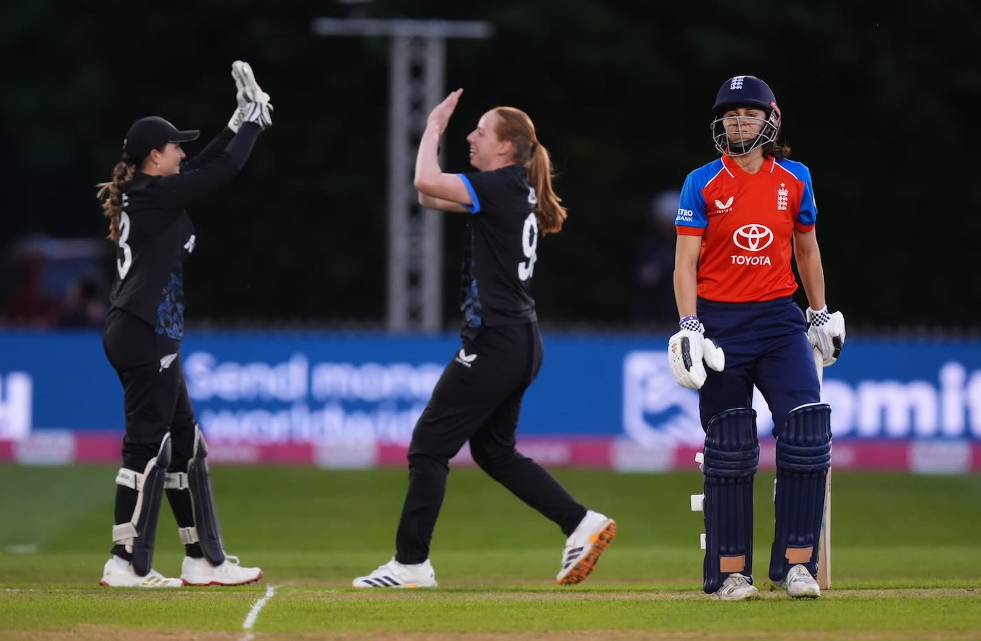 Bree Illing celebrates the wicket of Maia Bouchier 