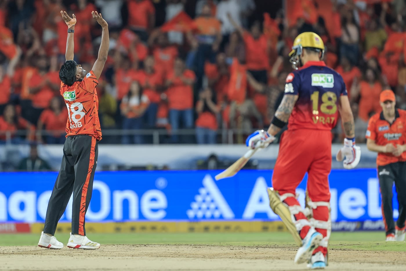 Sakib Hussain celebrates after getting rid of Virat Kohli