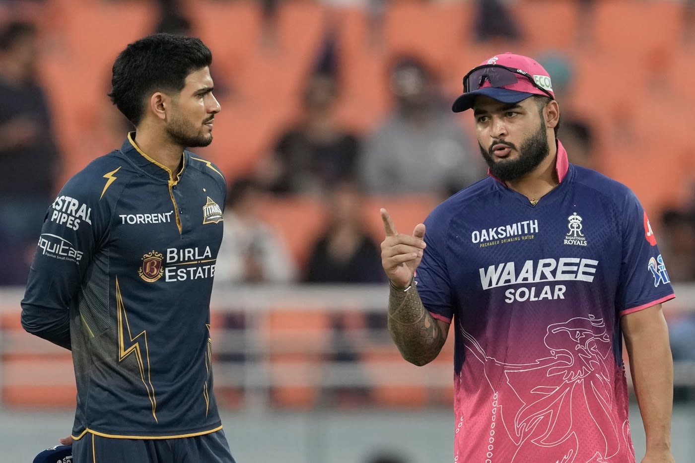 Shubman Gill and Riyan Parag at the toss, where there was some confusion