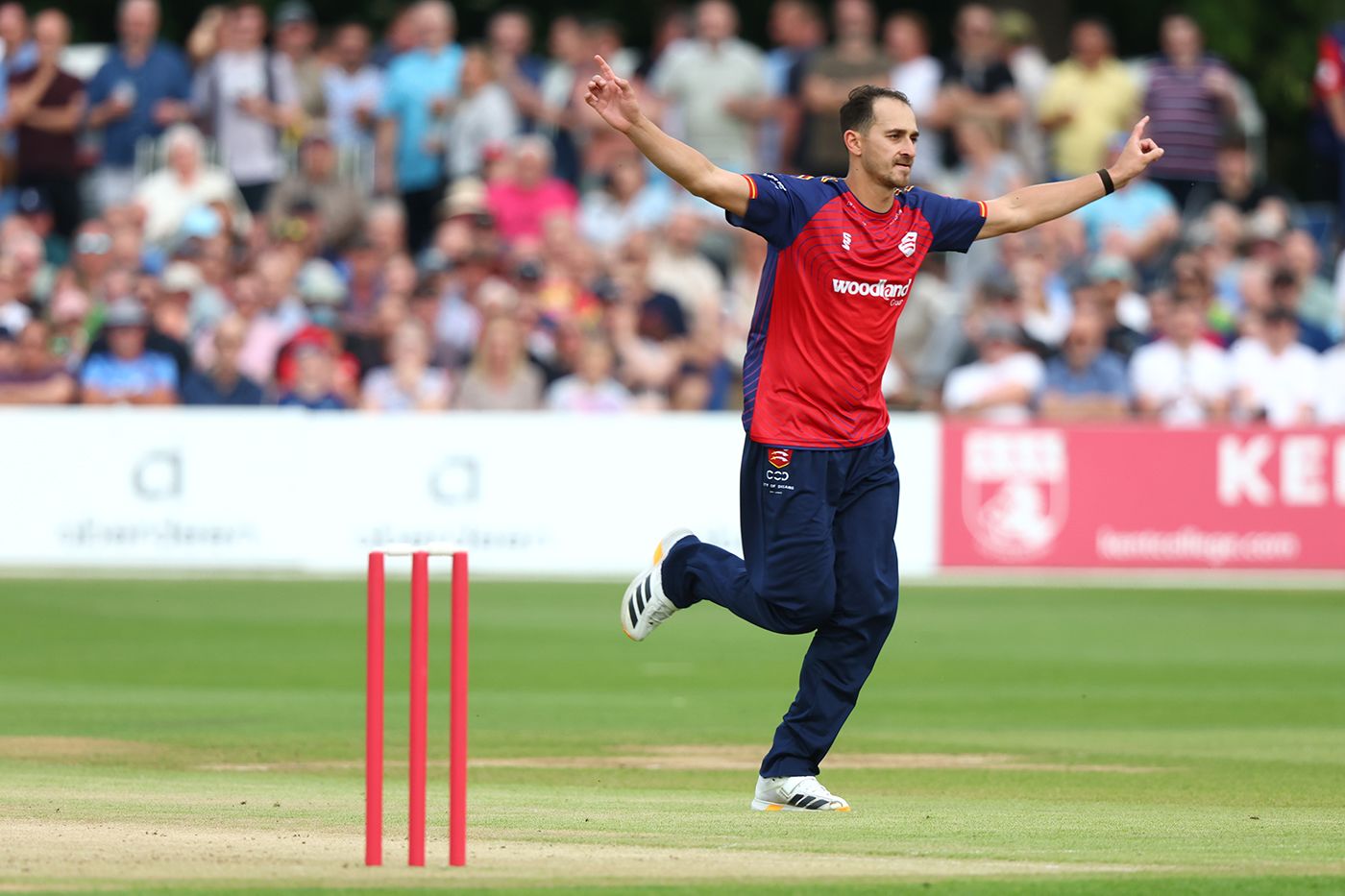 Zaman Akhter celebrates a wicket