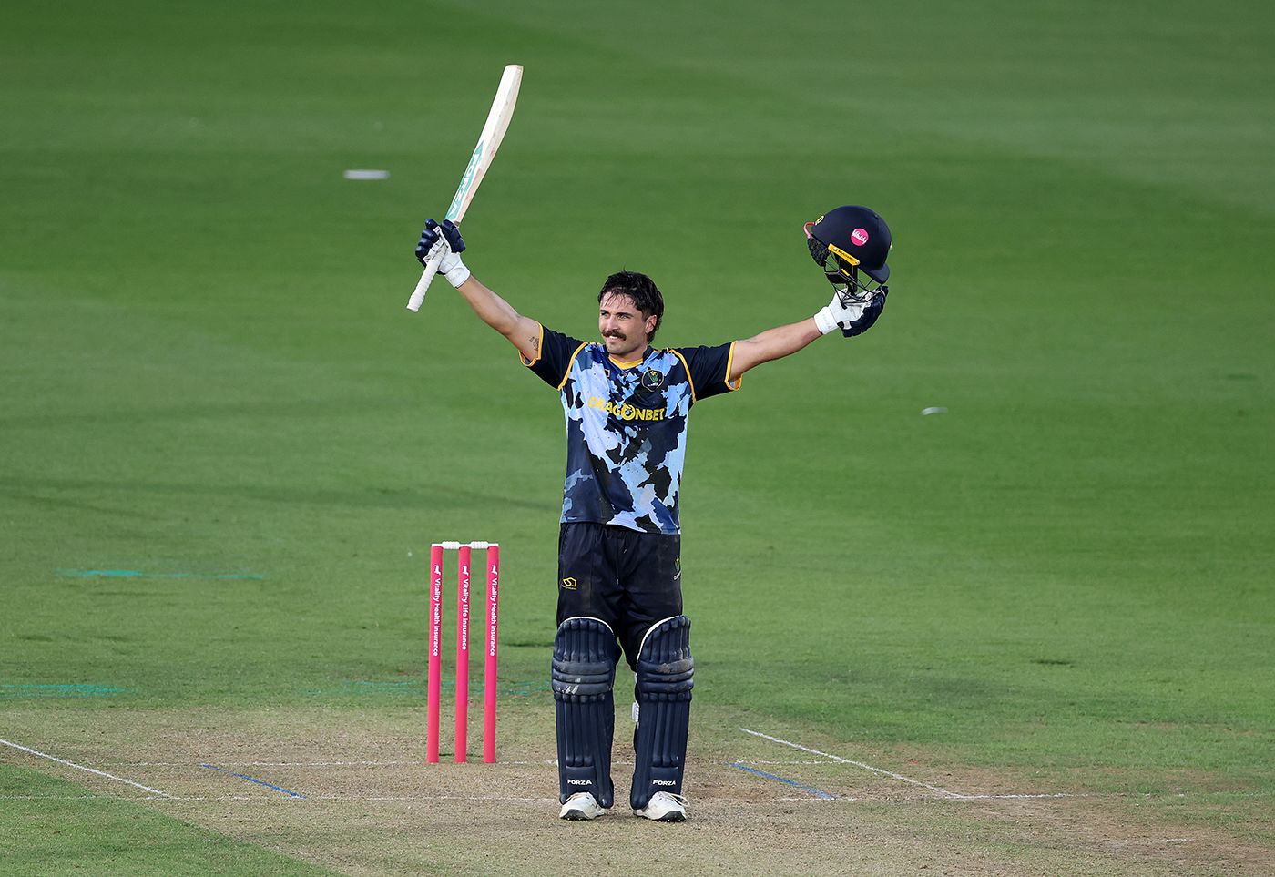 Kiran Carlson acknowledges his hundred
