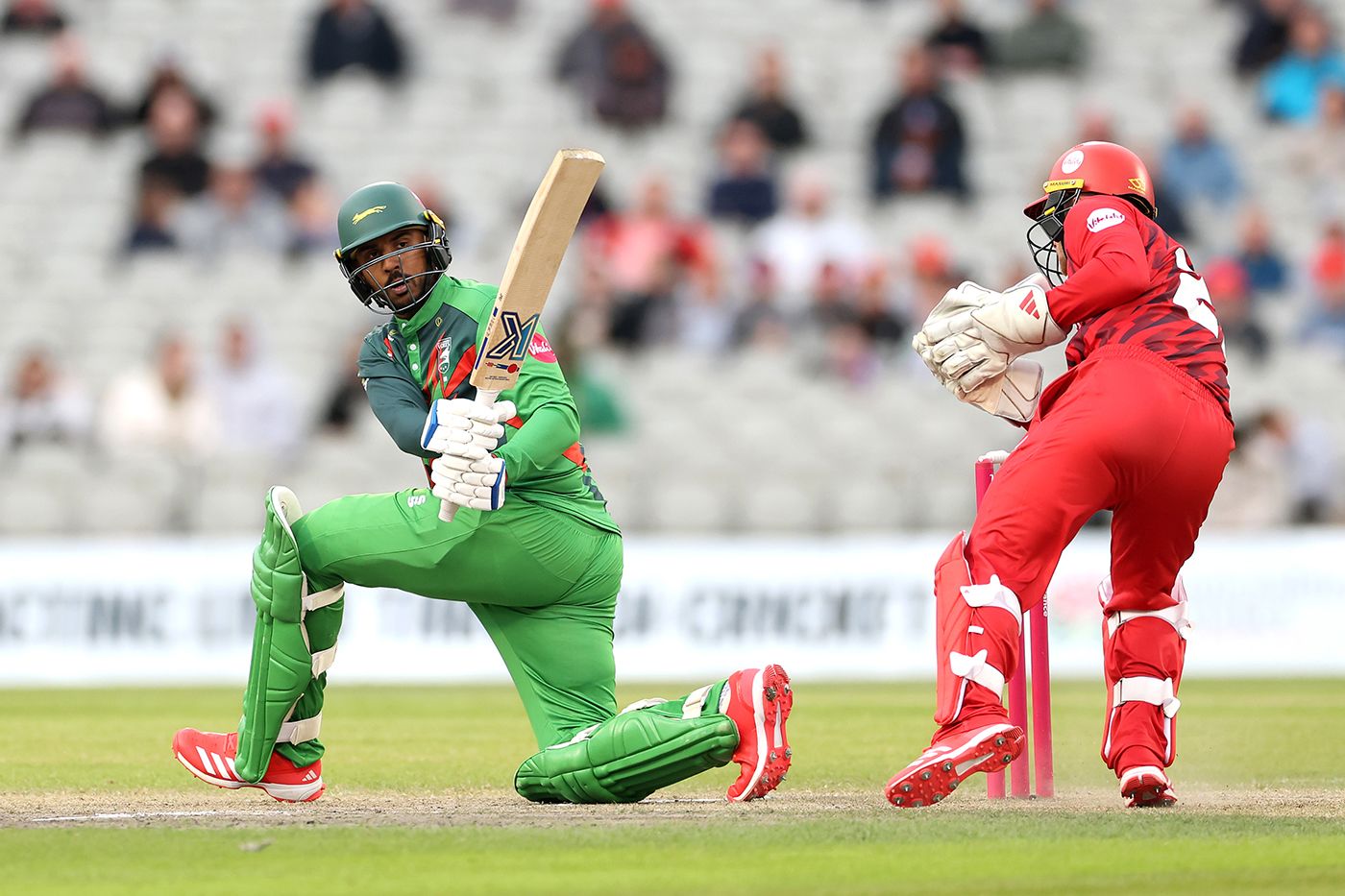 Rishi Patel gets low to sweep