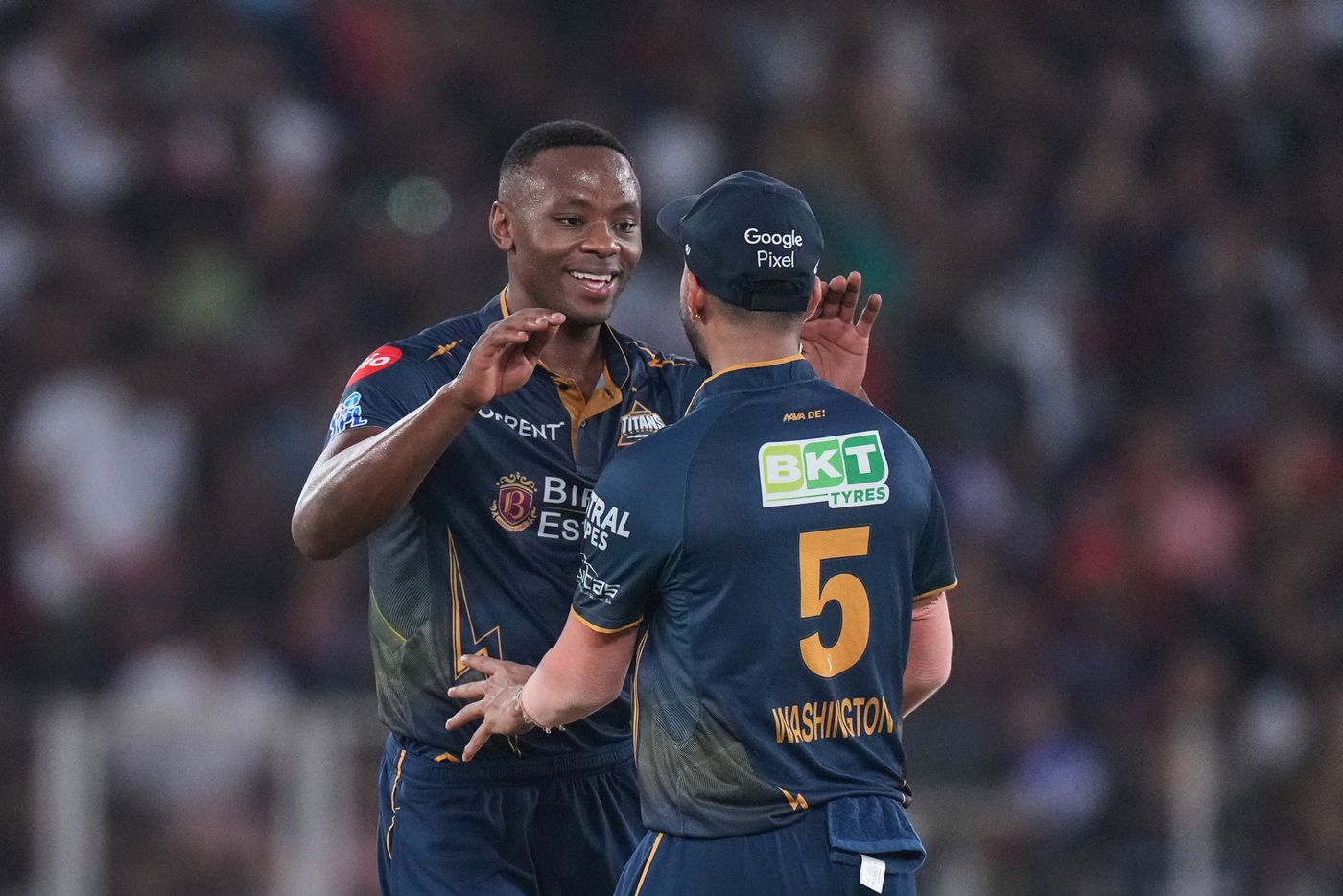 Kagiso Rabada celebrates a wicket