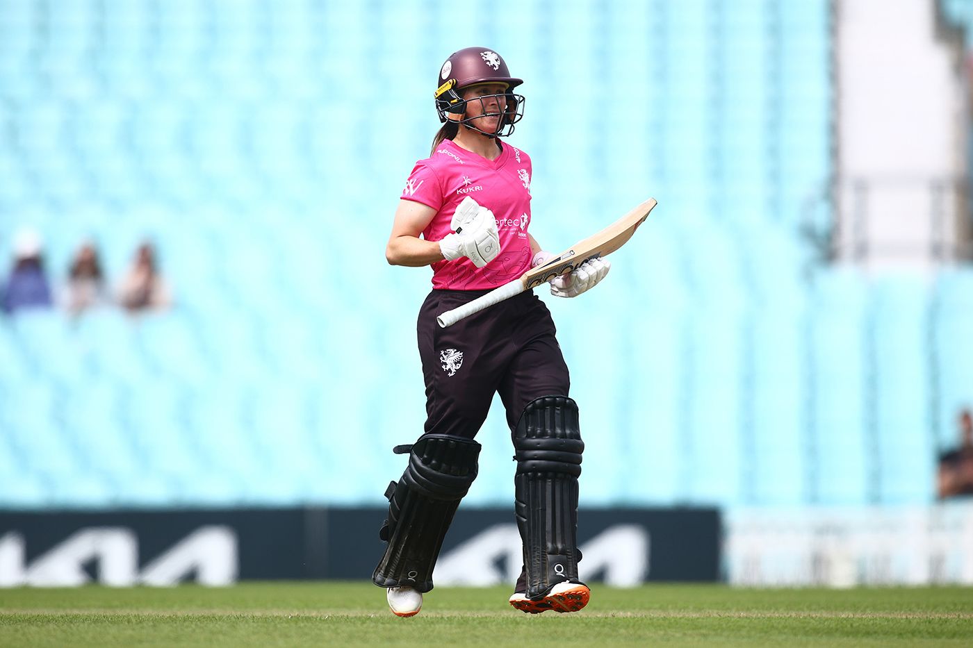 Sophie Luff celebrates after hitting the winning runs