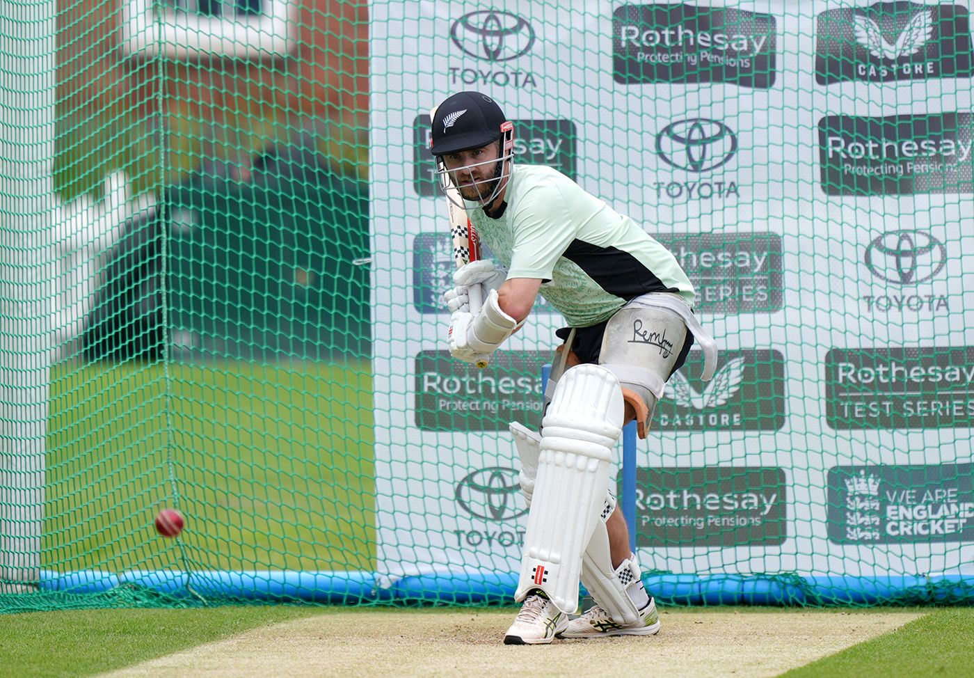 Kane Williamson bats in the New Zealand nets