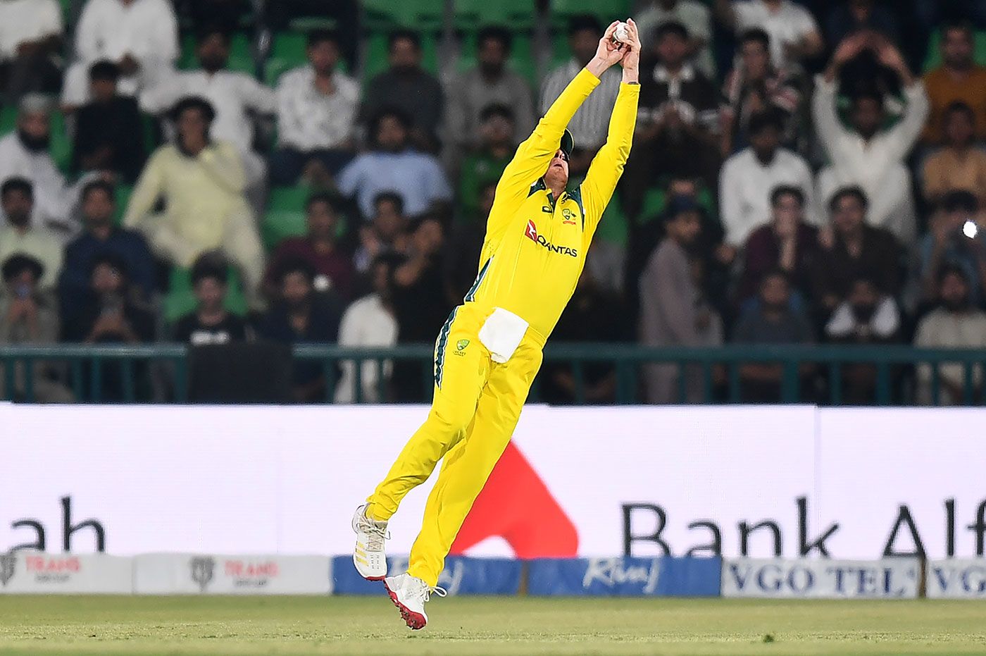 Adam Zampa leapt high to hold an excellent catch