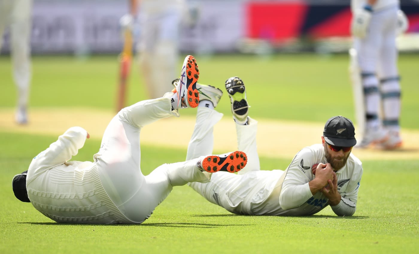 A one-handed worldie from Kane Williamson removed Ben Stokes