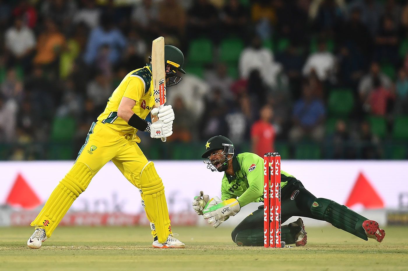 Ghazi Ghori showed superb awareness to grab Oli Peake's inside edge