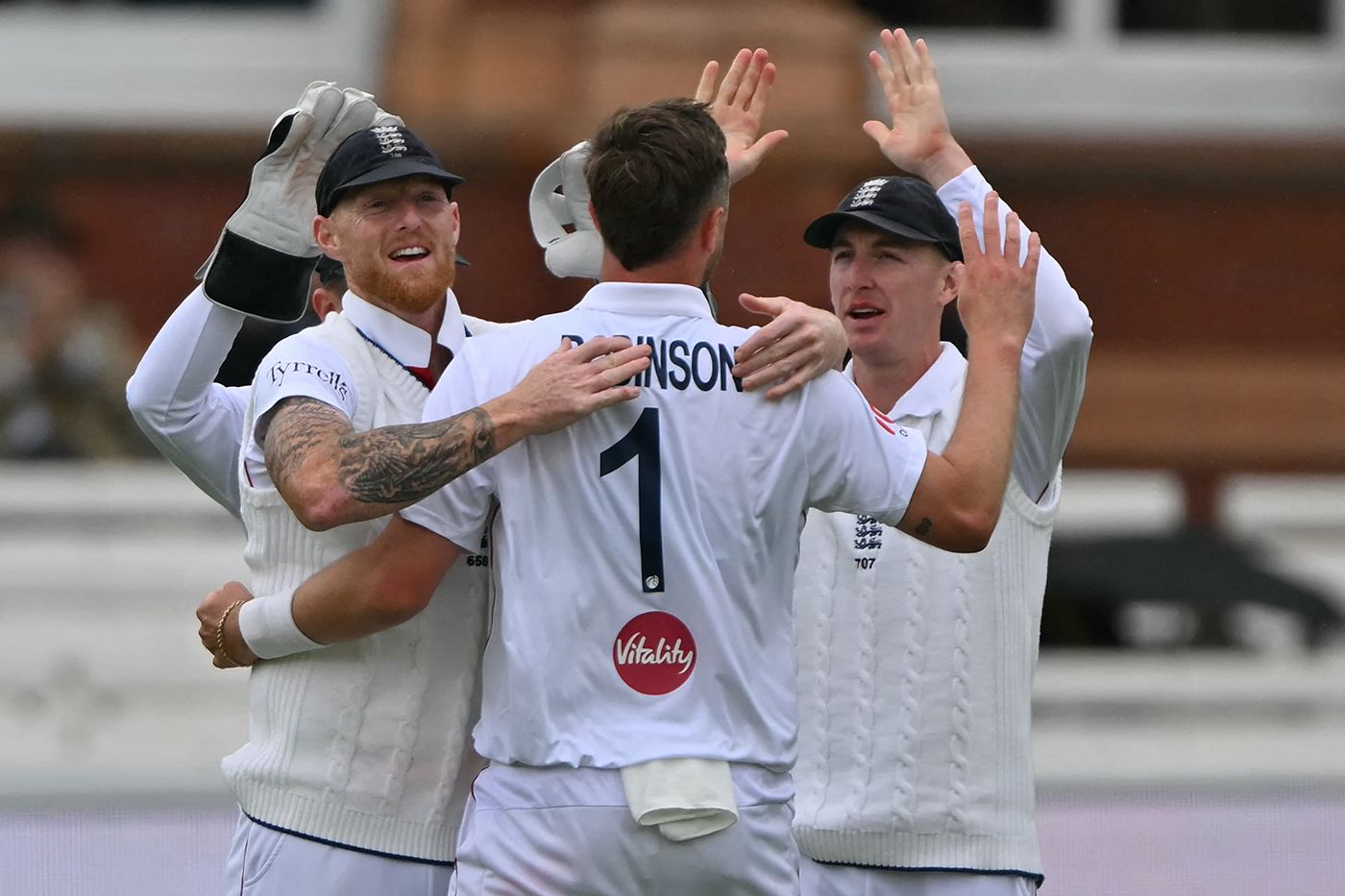 England's No. 1: Ollie Robinson struck between the showers