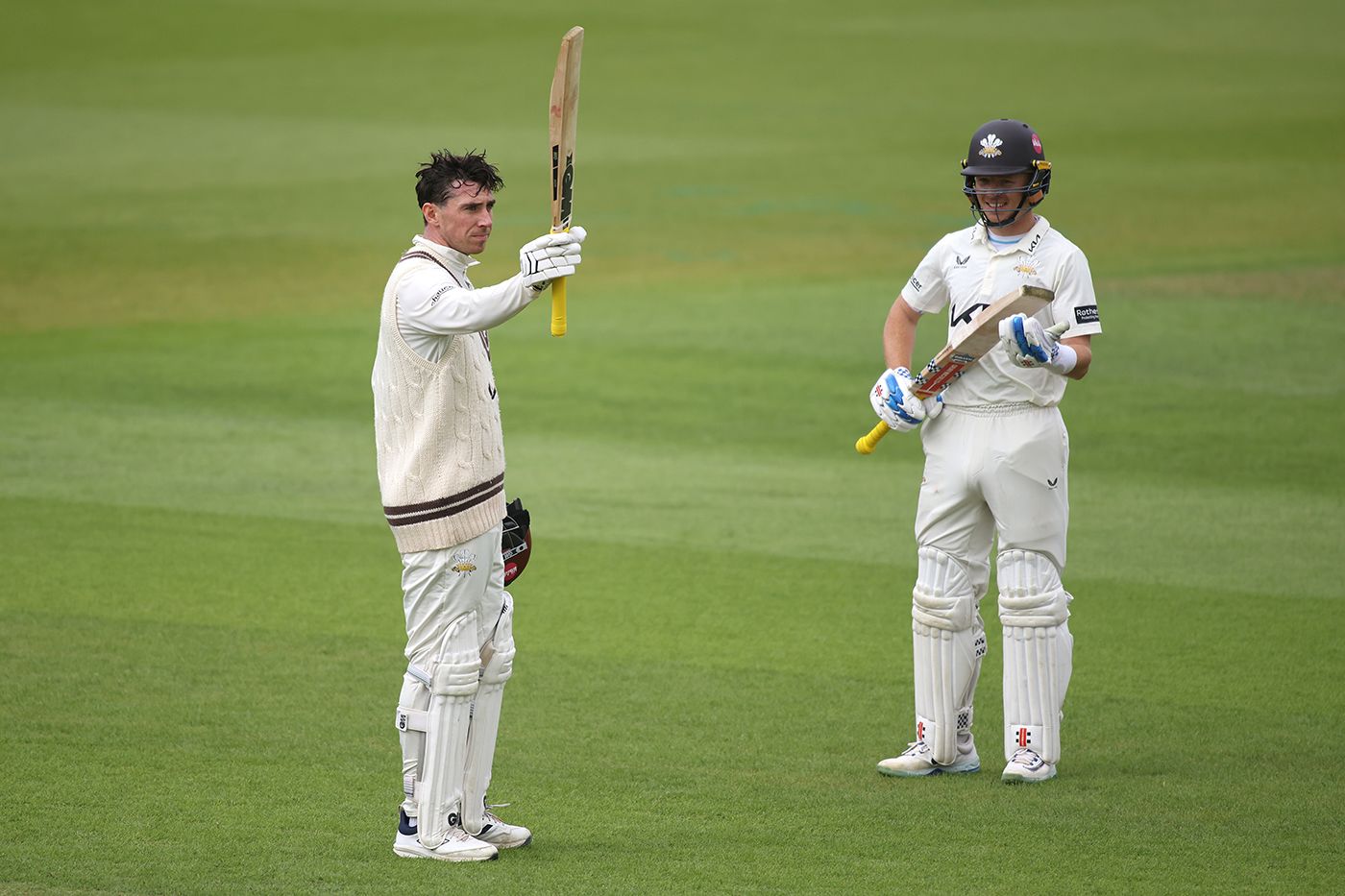 Dan Lawrence takes the applause after reaching his century