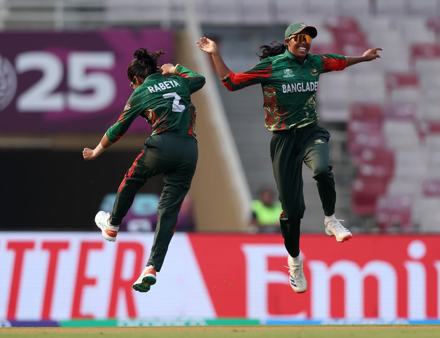 Rabeya Khan and Shorna Akter celebrate a wicket