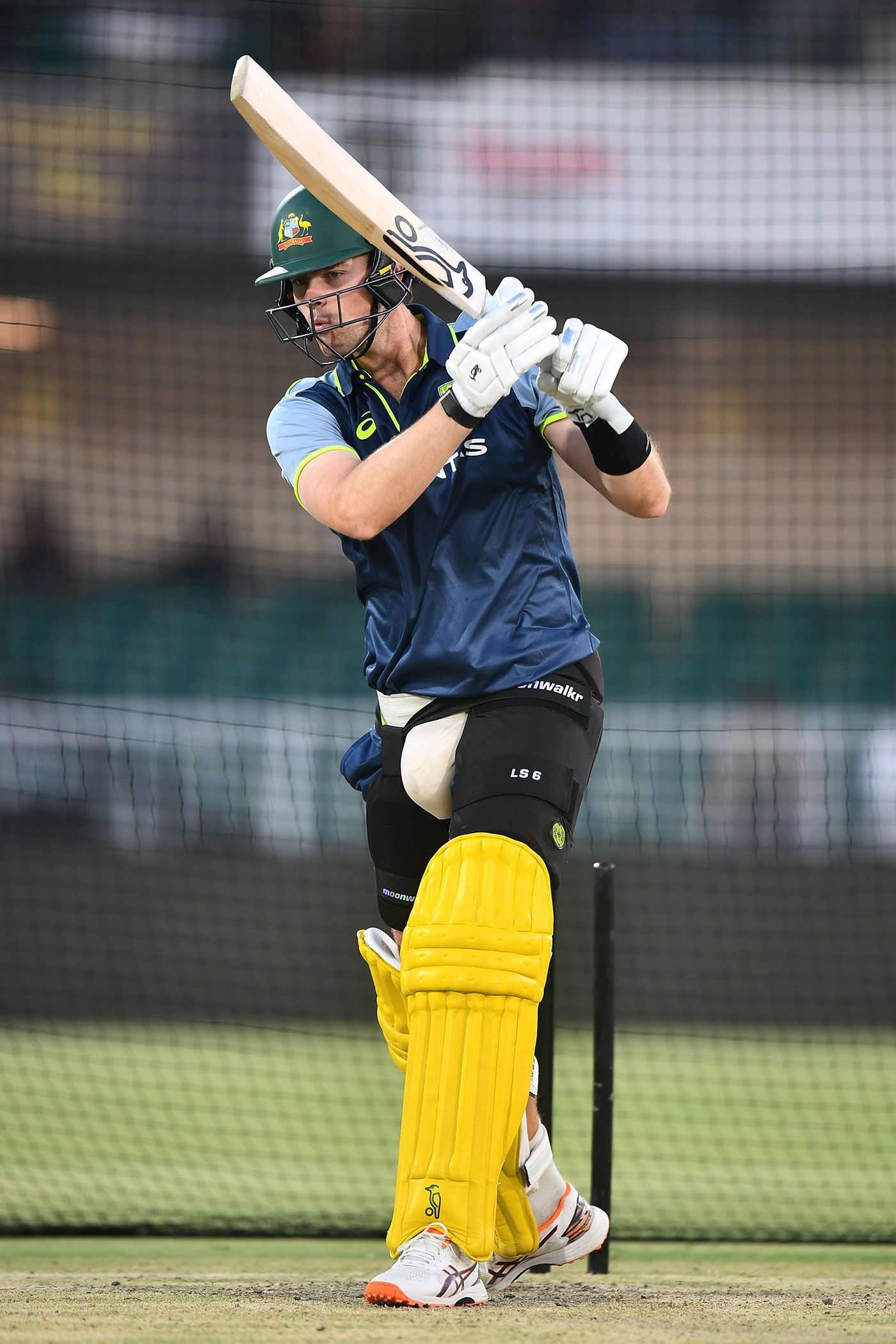 Liam Scott bats in the nets