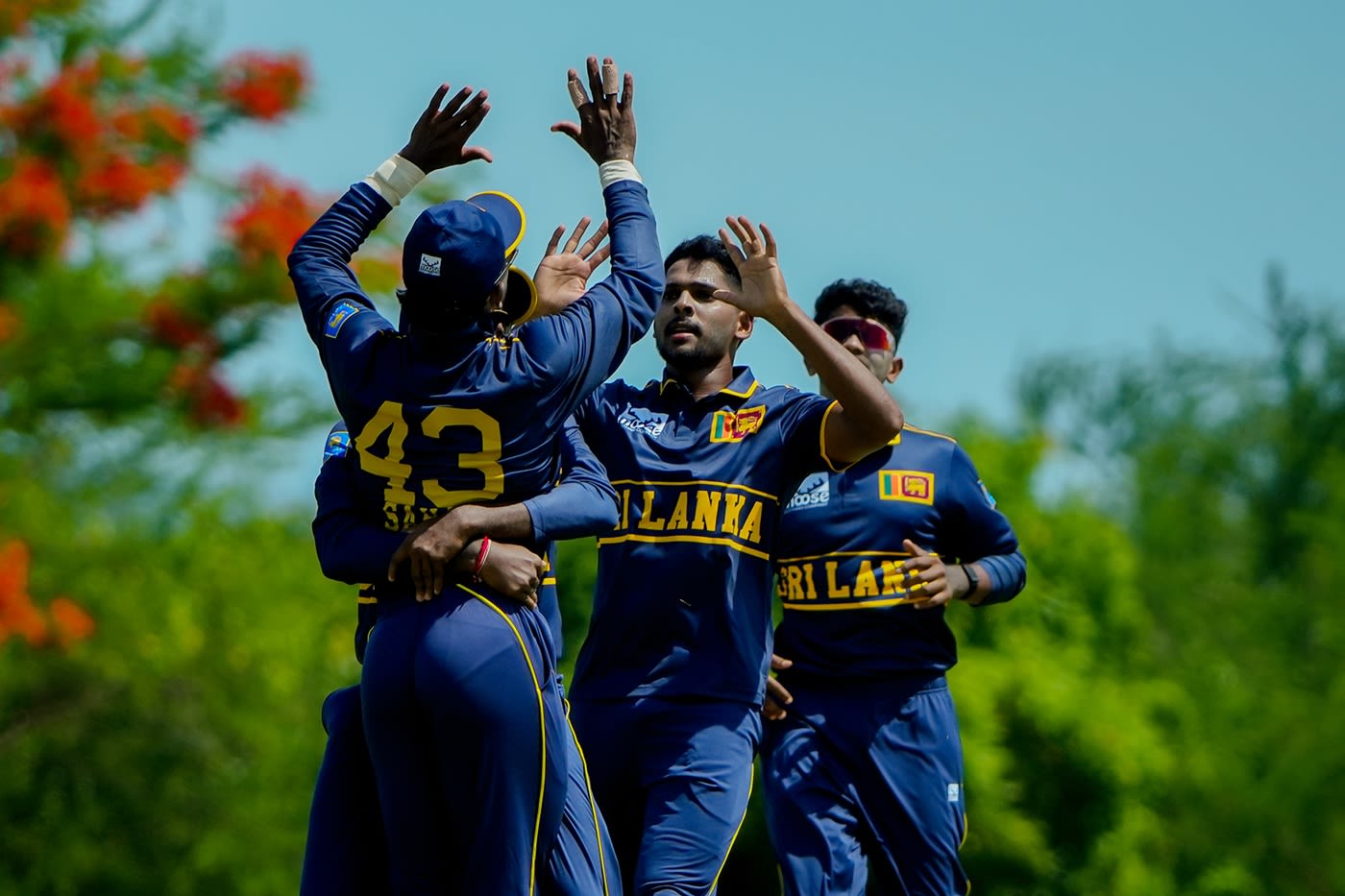 Mohamed Shiraz celebrates the wicket of Vaibhav Sooryavanshi